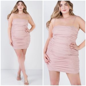 LAST 1❗️PLUS SIZE Sophisticated Sexy Chic Stardust Blush Ruched Short Dress